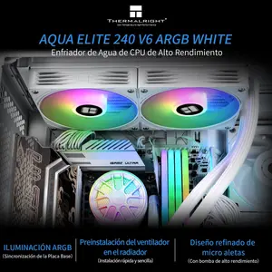 Thermalright Aqua Elite 240 V6 ARGB White CPU Liquid Cooler, 2x120mm Water Radiator,AMD: AM4/AM5,Intel LGA115X/1200/2011/1700/1851, AIO CPU Cooler