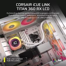 CORSAIR iCUE LINK TITAN 360 RX LCD Liquid CPU Cooler - White