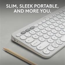 Logitech Pebble Keys 2 K380S Multi-Device Bluetooth Wireless Keyboard, Slim and Portable - Tonal White