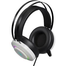 Bloody G521 Virtual 7.1 Surround Sound Gaming Headset White – 50mm Drivers, RGB 7-Color Lighting, USB Wired Gaming Headphones, Noise Cancelling Mic for PC Gaming