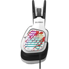 Bloody G565 Virtual 7.1 Surround Sound Gaming Headset Energy White – RGB Lighting, 50mm Drivers, Noise Cancelling Mic, USB Wired Gaming Headphones for PC Gaming