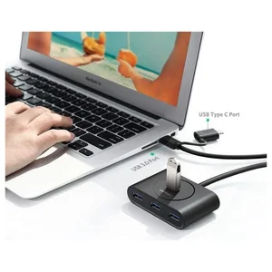 UGREEN USB 3.0 Hub with USB-C Port 1m Black 4 In 1 Multiport Adapter for Laptop PC