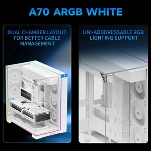 Thermalright TR A70 ARGB Mid Tower Case White with 5 ARGB Fans, LED Lines