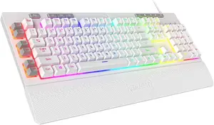 Redragon SHIVA White K512W RGB Wired Gaming Keyboard – Full Size Membrane Gaming Keyboard with Macro Keys, RGB Backlight & Magnetic Wrist Rest