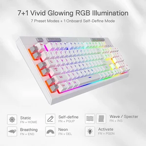 Redragon SHIVA White K512W RGB Wired Gaming Keyboard – Full Size Membrane Gaming Keyboard with Macro Keys, RGB Backlight & Magnetic Wrist Rest