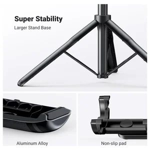 UGREEN LP568 Bluetooth Selfie Stick Tripod Black | Extendable Wireless Selfie Stick with Remote Shutter for iPhone, Android, Vlogging & Live Streaming