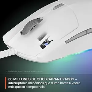 SteelSeries Rival 3 Gen 2 RGB Gaming Mouse White – 8500 DPI TrueMove Core Optical Sensor, Ultra-Lightweight Wired Esports Mouse with 6 Programmable Buttons