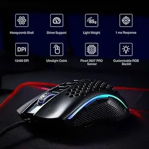 Redragon Storm Elite M988 RGB Ultra-Lightweight Wired Gaming Mouse – 12400 DPI PixArt Sensor, RGB Honeycomb Gaming Mouse, 6 Programmable Buttons, Esports FPS Gaming Mouse