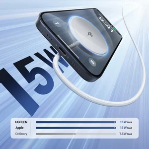 UGREEN W703 Qi2 Magnetic Wireless Charger 15W Silver – MagSafe Compatible Fast Wireless Charging Pad