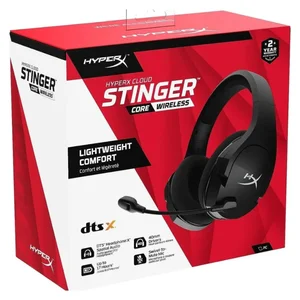 HyperX Cloud Stinger Core Wireless Gaming Headset 2.4GHz Wireless, DTS Headphone:X Spatial Audio, Noise-Cancelling Microphone, Lightweight Gaming Headphones for PC & PlayStation