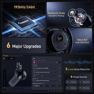 Maono PD300X Dynamic Microphone Kit USB/XLR Dual Mode Podcast Mic | 6-Level Adjustable Noise Reduction 1500mAh Battery for Streaming, Recording & Content Creation
