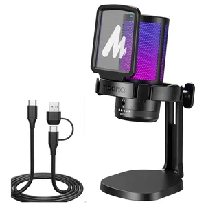 Maono Wave T1 Plus PC2 Wireless Lavalier Microphone Type-C Receiver with Display Transmitters | AI Noise Reduction 100m Range 30H+ Battery Vlogging Streaming Mic System