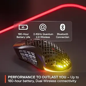 SteelSeries Aerox 9 Wireless Gaming Mouse – 18 Programmable Buttons, 18000 DPI TrueMove Air Sensor, Dual Wireless MMO & MOBA Gaming Mouse