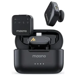 Maono Wave T1 Mini PC2 Wireless Lavalier Microphone Type-C Receiver | AI Noise Reduction 100m Range Vlogging Streaming Interview Mic System