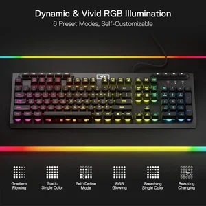 Redragon ADITYA K513 RGB Wired Gaming Keyboard – Mechanical Feel Membrane Keyboard with Rainbow RGB Backlighting for PC Gamers