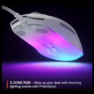 SteelSeries Rival 3 Gen 2 RGB Gaming Mouse White – 8500 DPI TrueMove Core Optical Sensor, Ultra-Lightweight Wired Esports Mouse with 6 Programmable Buttons