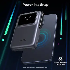 UGREEN Uno Magnetic Wireless Power Bank Black – 10000mAh Portable MagSafe Compatible Wireless Charger with USB-C Fast Charging