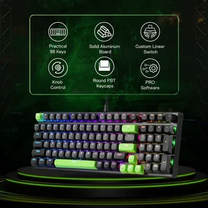 Redragon DHARMA K740BG RGB Wired Mechanical Gaming Keyboard – 98 Keys Hot-Swappable Aluminum Keyboard with Dragon Chant Linear Switches