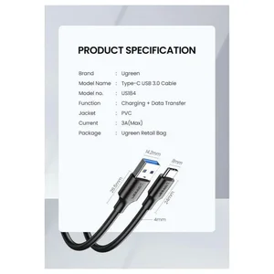 UGREEN USB-C Male to USB 3.0 Type-A Male 3A Fast Charging & 5Gbps Data Cable 2M