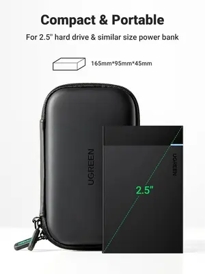 UGREEN Hard Disk Case Small Size Storage Bag for External HDD SSD Cables Accessories