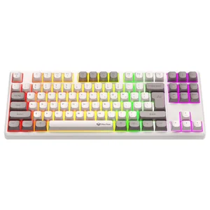 Meetion MK14 White Mechanical Keyboard – Wired + 2.4G + Bluetooth Tri-Mode, Hot-Swappable Switches, RGB Backlit, TKL 87% Layout
