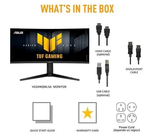 ASUS TUF Gaming VG34WQML5A 34-Inch UltraWide Curved Gaming Monitor - 3440x1440 250Hz HDR400 VA FreeSync Premium
