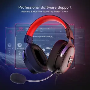 Redragon ICON H520 7.1 Surround Sound Wired Gaming Headset with Detachable Microphone, 50mm Drivers & Premium Carrying Case