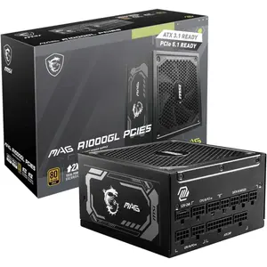 MSI MAG A1000GL PCIE5 1000W 80+ Gold Fully Modular Power Supply – ATX 3.1, PCIe 5.1, 12V-2x6 Ready Gaming PSU