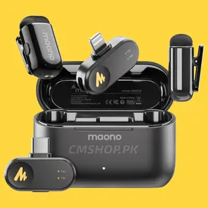 Maono Wave T1 Mini PBC2 Wireless Lavalier Microphone Type-C & Lightning Receiver | AI Noise Reduction 100m Range Vlogging Streaming Interview Mic System