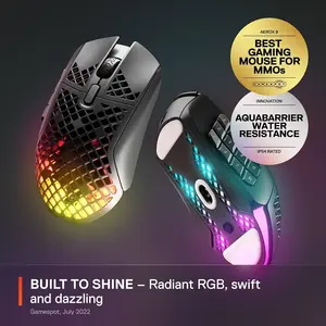 SteelSeries Aerox 9 Wireless Gaming Mouse – 18 Programmable Buttons, 18000 DPI TrueMove Air Sensor, Dual Wireless MMO & MOBA Gaming Mouse