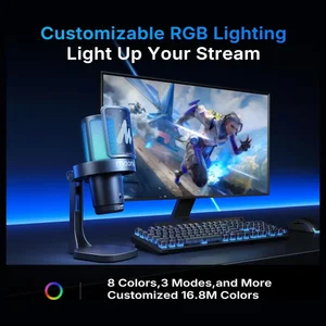 MAONO DGM20W Wireless Condenser Podcast Microphone RGB Gaming Streaming Mic with 2.4GHz Wireless Connectivity