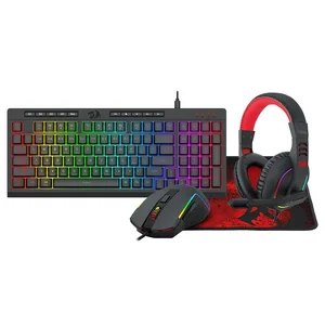 Redragon S148 4-in-1 RGB Gaming Combo Bundle | K515 RGB Gaming Keyboard + M616 Gaming Mouse + H120 Gaming Headset + P016 Mouse Pad