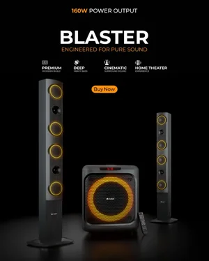 Audionic Blaster 2.1 Bluetooth Speaker System – 160W RMS Powerful Woofer with Tower Speakers, Bluetooth, USB, FM Radio & Dual Mic Inputs