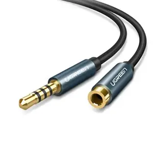UGREEN 3.5mm Male to 3.5mm Female AUX Extension Cable 2M Black | Braided Gold-Plated Stereo Audio Extension Cable for Headphones, Speakers, Car & Laptop