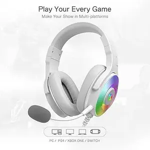 Redragon Pandora 2 Lunar White RGB 7.1 Wired Gaming Headset with Detachable Microphone – H350W-RGB1