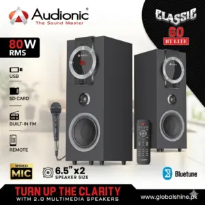 Audionic Classic 60 2.1 Channel Bluetooth Multimedia Speaker – Powerful Deep Bass Woofer, USB, SD Card, FM Radio & Remote Control