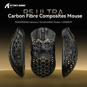 Attack Shark R5 Ultra 8K Carbon Fiber Wireless Gaming Mouse with 42,000 DPI – Black / White