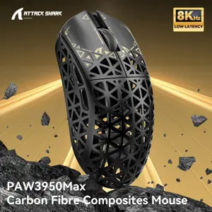 Attack Shark R5 Ultra 8K Carbon Fiber Wireless Gaming Mouse with 42,000 DPI – Black / White