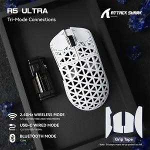 Attack Shark R5 Ultra 8K Carbon Fiber Wireless Gaming Mouse with 42,000 DPI – Black / White