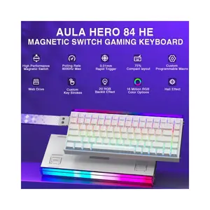 AULA Hero84 White + Purple Black King Magnetic Switch Mechanical Gaming Keyboard