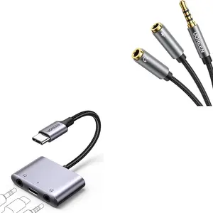 UGREEN USB Type-C to Dual 3.5mm Female Audio Adapter | USB-C to Headphone & Microphone Splitter | Hi-Fi DAC Audio Converter for Laptop, Smartphone & Gaming Headset