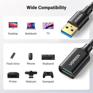 UGREEN USB 3.0 Active Extension Cable 5M Black 5Gbps USB-A Male to USB-A Female Signal Booster
