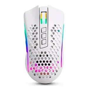 Redragon Storm Pro M808W-KS Dual Mode Wireless Gaming Mouse White – 16000 DPI PixArt PMW3335 RGB Gaming Mouse, Ultra Lightweight Honeycomb Design, 8 Programmable Buttons