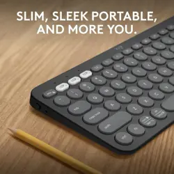 Logitech Pebble Keys 2 K380S Multi-Device Bluetooth Wireless Keyboard, Slim and Portable - Tonal Graphite