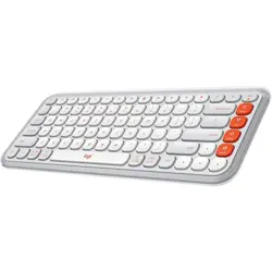 Logitech POP ICON KEYS Compact Wireless Keyboard | Off White & Orange