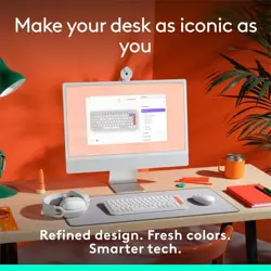Logitech POP ICON KEYS Compact Wireless Keyboard | Off White & Orange