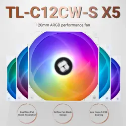 Thermalright TL-C12CW-S 120mm ARGB PWM Case Fan 5-Pack – White