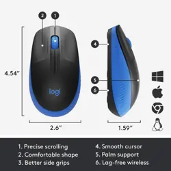 Logitech M190 Full-Size Wireless Mouse | Blue