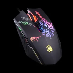 Bloody A60 Light Strike Neon RGB Gaming Mouse Ultra Core 3 & 4 Activated 6200 CPI Optical Sensor 0.2ms Esports Wired Gaming Mouse Stone Black
