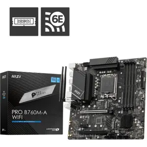 MSI PRO B760M-A WiFi Intel DDR5 microATX Motherboard - LGA1700, PCIe 4.0, WiFi 6E, 12th/13th/14th Gen Ready
